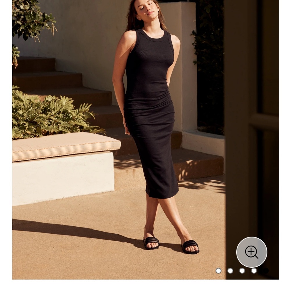 Michael Stars Black Asymmetrical Ruched Halter Dress